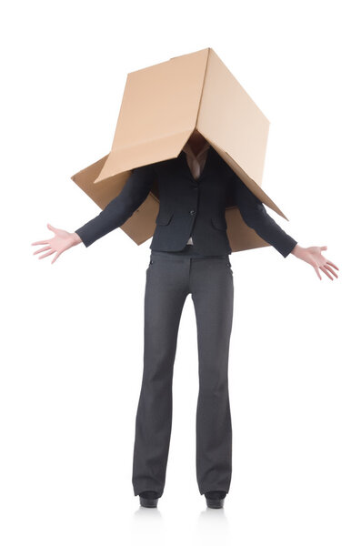 Businesswoman with box