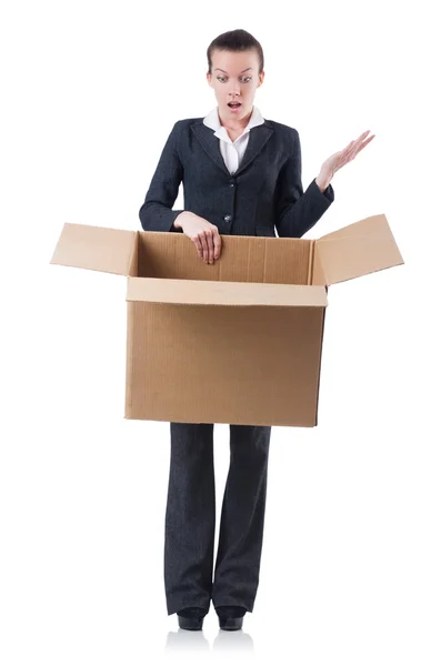 Businesswoman with box — Stock Photo, Image