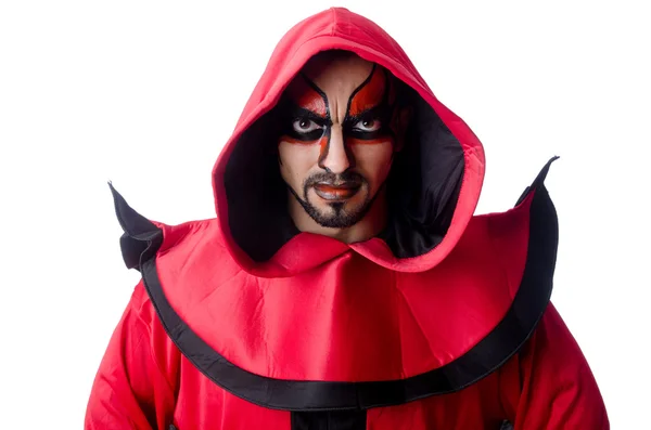 Homme diable en costume rouge — Photo