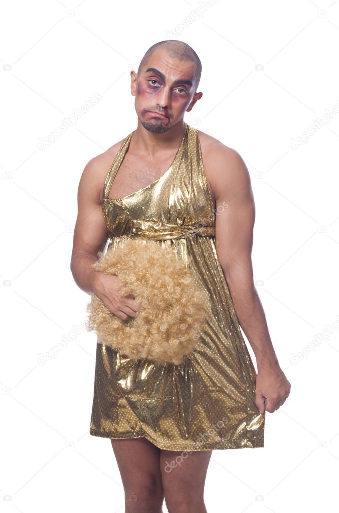 man wearing ladies clothes