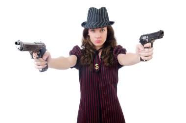 genç kadın gangster silahla
