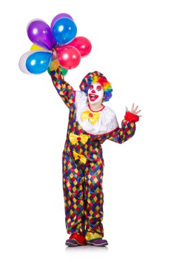 beyaz izole Balonlarla palyaço