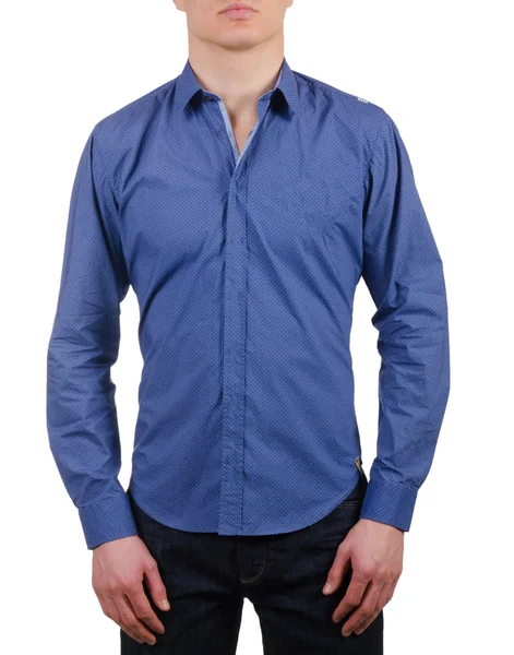 Мужская модель с рубашкой, изолированной на белом — стоковое фото