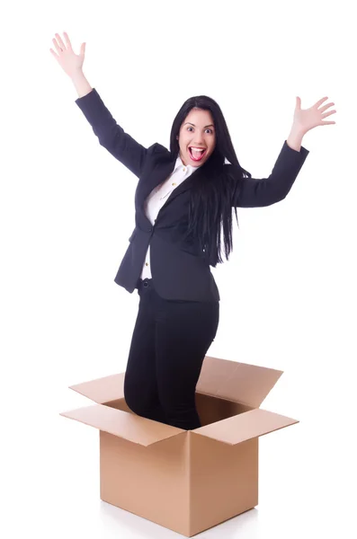 Woman with box — Stock Photo, Image