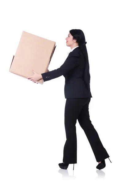 Mujer con caja — Foto de Stock