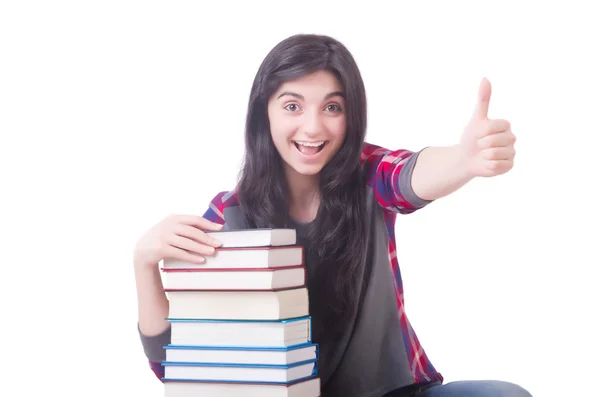 Jonge vrouwelijke student met boeken — Stockfoto