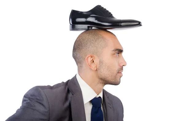 Homem com escolha de sapatos — Fotografia de Stock