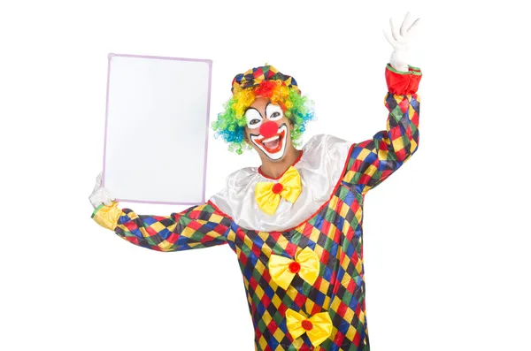 Clown mit leerem Brett — Stockfoto