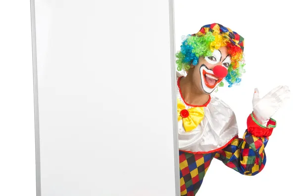 Clown with blank board — Stock Photo, Image