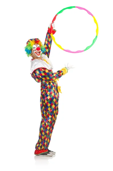 Clown con hula hoop — Foto Stock