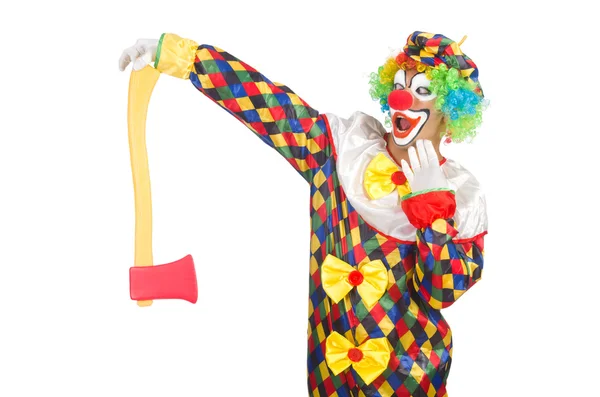 Цирковий клоун з сокирою — стокове фото