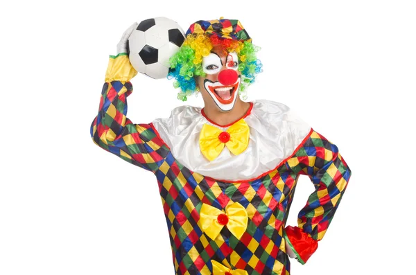 Clown mit Fußballball — Stockfoto