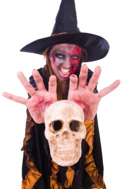 Beyaz arkaplanda izole cadı