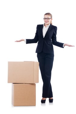 iş kadını beyaz kutular
