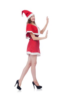 genç kadın kırmızı santa kostüm