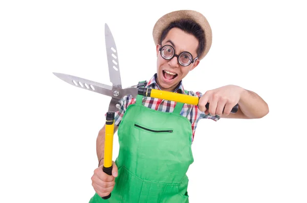 Смешной человек с ножницами — стоковое фото