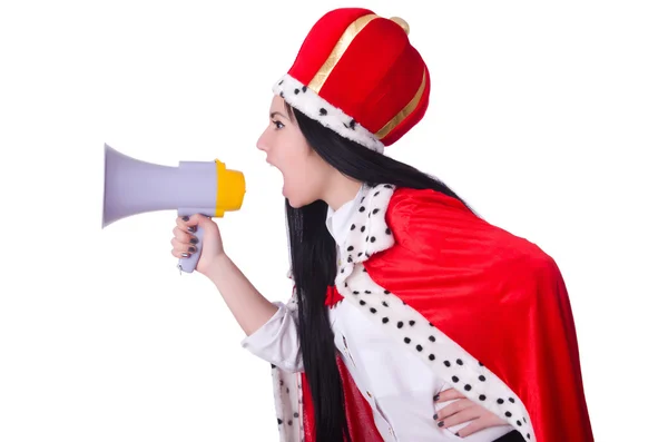 Queen with loudspeaker — Stock Photo, Image