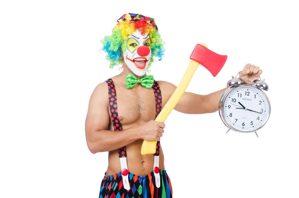 Clown mit Uhr und Axt — Stockfoto