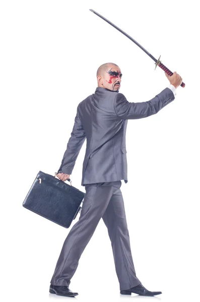 Businessman with sword — Stock Photo, Image
