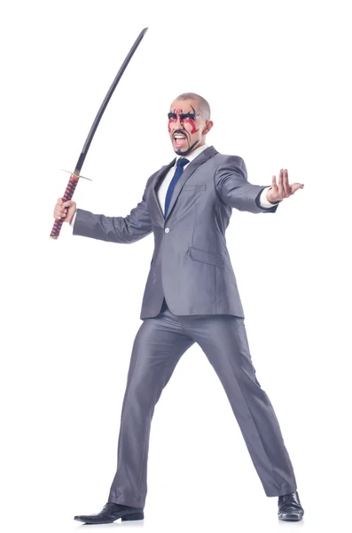 Homem de negócios com espada — Fotografia de Stock