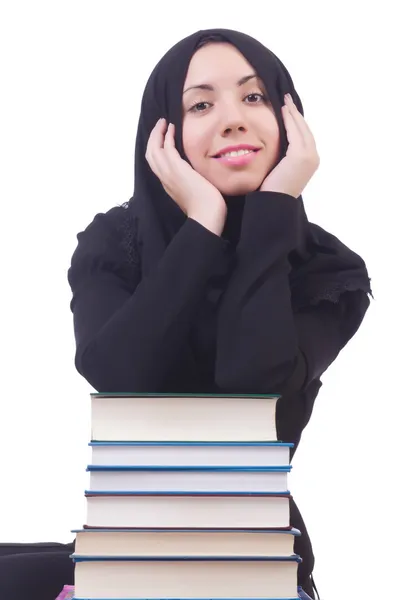 Mladá muslimka studentka s knihami — Stock fotografie