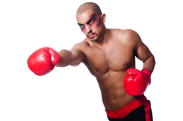 Badly beaten boxer — Stock Photo, Image