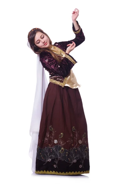 Jeune femme dansant danse azeri traditionnelle — Photo