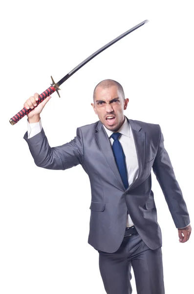 Biznesmen z mieczem — Zdjęcie stockowe