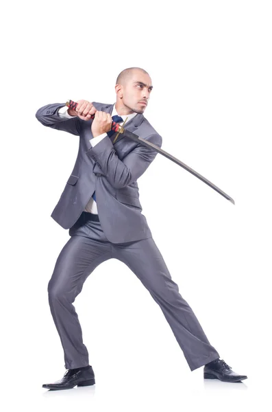 Podnikatel s mečem — Stock fotografie