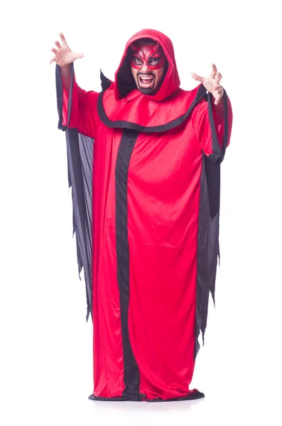 Człowiek diabeł w czerwonym stroju — Zdjęcie stockowe