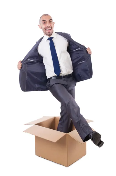 Businessman with box — Stock Photo, Image