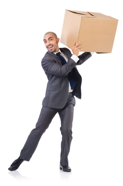 Businessman with box — Stock Photo, Image