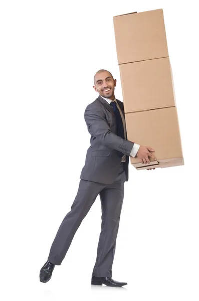 Businessman with box — Stock Photo, Image