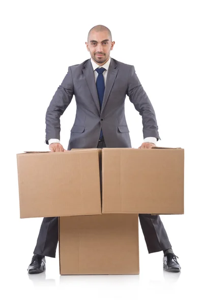 Businessman with box — Stock Photo, Image