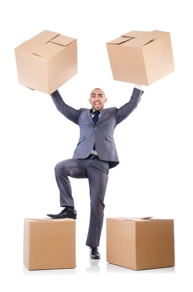 Businessman with box — Stock Photo, Image