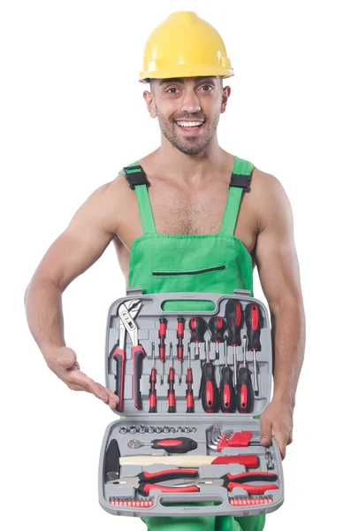 Mann mit Werkzeugkasten — Stockfoto
