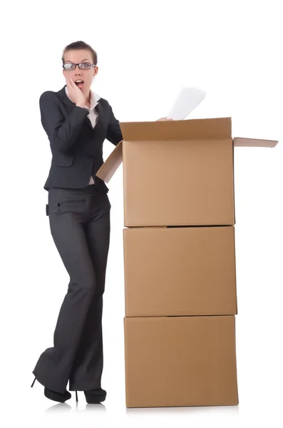 箱を持つ女性実業家 — ストック写真