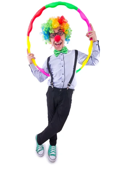 Lustiger Clown mit Hula Hoop — Stockfoto