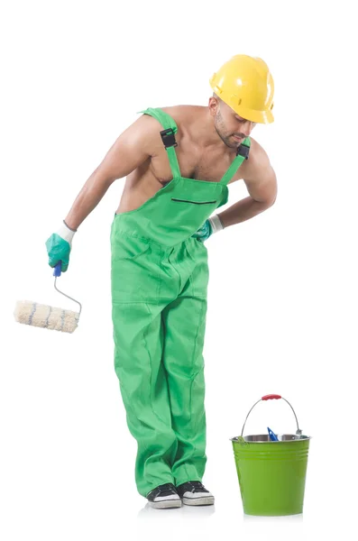 Painter in green coveralls — Stock Photo, Image