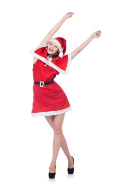 genç kadın kırmızı santa kostüm