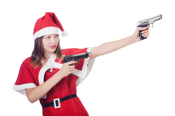 Fiatal nő piros santa jelmez — Stock Fotó