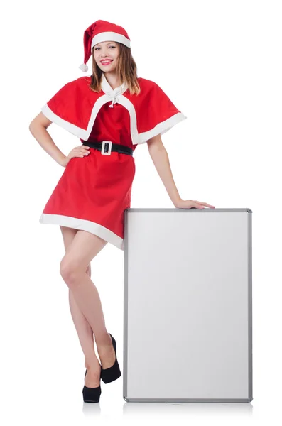 Jonge vrouw in rode santa kostuum — Stockfoto
