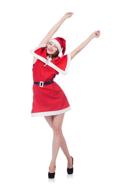 Giovane donna in costume rosso Santa — Foto Stock