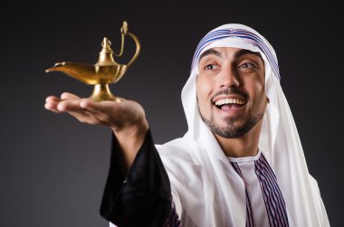 Arab with lamp clipart