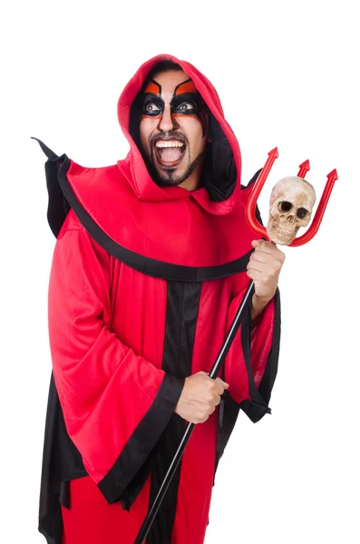 Homme diable en costume rouge — Photo