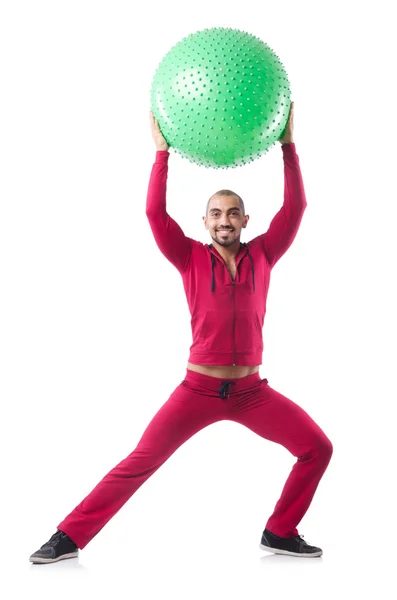 Swiss ball olan adam — Stok fotoğraf