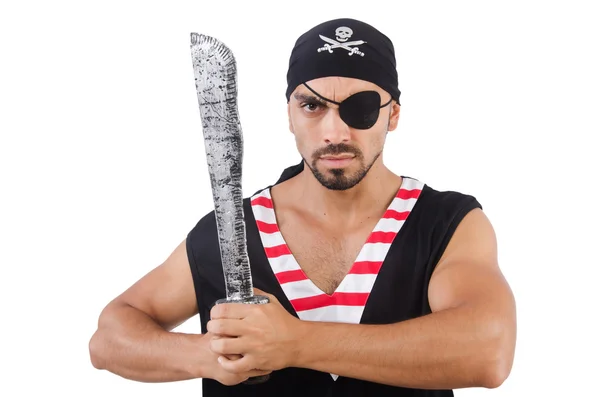 Man in piraten kostuum in Halloween concept — Stockfoto