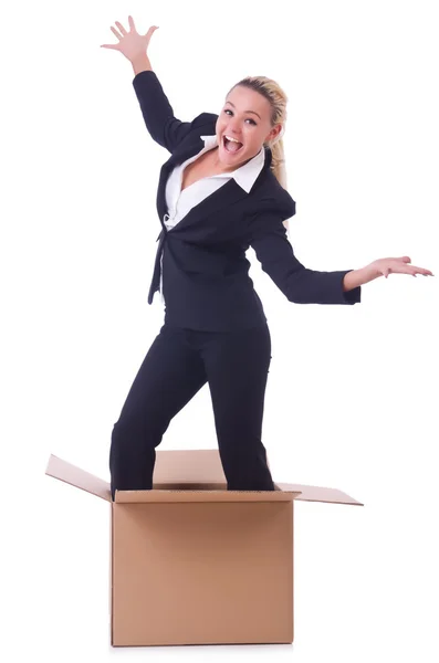 Woman with box — Stock Photo, Image