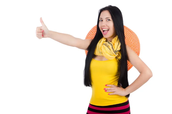 Woman wearing panama ready for summer vacation — Stock Photo, Image