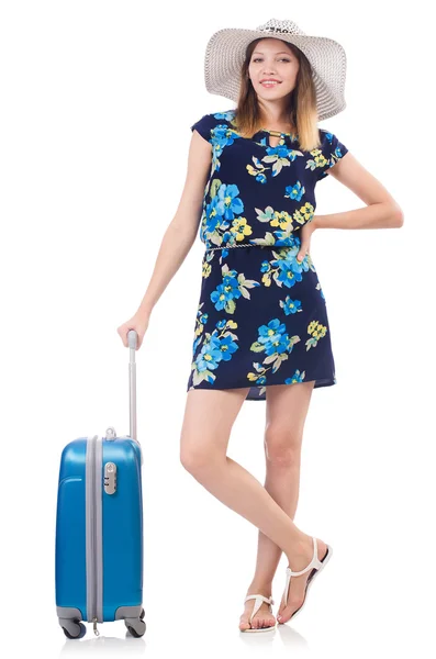 Woman with suitcase — Stock Photo, Image